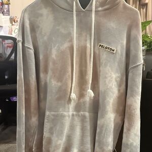 Peloton Tie-Dye Hoodie - Cream and Brown